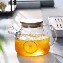 Tetera de vidrio de borosilicato transparente de 1,8l, tetera grande transparente resistente al calor, juego de té de flores, tetera Puer, herramienta para el hogar y la Oficina - 1000 ml - Ver 3