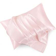 Light Blue Satin Pillowcase Standard Set Of 2 With Envelope Closure,Light Blue Silk Pillowcase For Hair And Skin (20x26) - Blush Pink - 查看 12