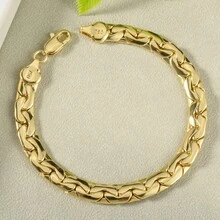 1 chiếc vòng tay tối giản 7mm bằng đồng mạ vàng 14K kiểu Ý, bản dệt mịn, dành cho nữ, thích hợp đeo hàng ngày hoặc đeo nhiều lớp. - Vàng - Xem 5