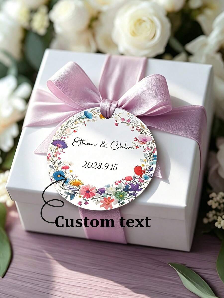 Stom Gift Tags, Personalized Wedding Labels, Customizable Wedding Guest Party Favor Gift Tags, Party Favors / Bride's Gift Event Decorations, Custom Hang Tags, Gift Tags, Decorative Gift Tags, Lace Tags - Round Tag - View 1
