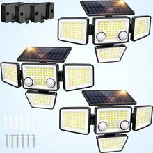 SZRSTH 1/2/3/4 Pcs Solar Outdoor Lights,4 Heads, 3000LM, IP65 Waterproof,1400 MAh,270° Wide Angle Security Flood Wall Light For Backyard,Courtyard, Garage, Porch,Home Decor,Perfect Holiday Gift - trắng - Xem 1