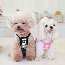 1pc Striped Embroidered Sleeveless Pet Vest, Suitable For Teddy, Poodle And Other Small Dogs - Pink - View 6