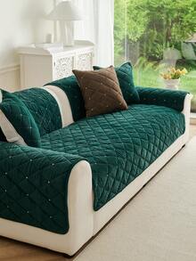 1 buah Sarung Sofa Berlapis Warna Polos, Ramah Hewan Peliharaan, Anti Kotor, Tahan Lama, Cocok untuk Semua Musim, Dekorasi Liburan, Perlindungan Furnitur, Cocok untuk Sandaran Tangan dan Sandaran Punggung Sofa 1/2/3/4 Dudukan - Hijau - View 7