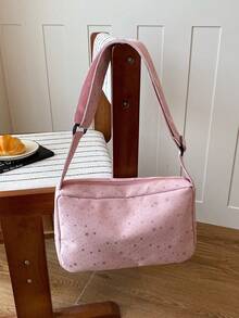 Star Pattern Handbag, Fashion Chic Versatile Commuter Shoulder Crossbody Bag For Women - Berwarna merah muda - View 10