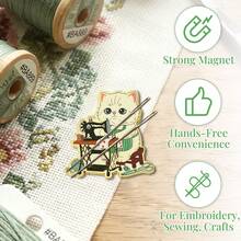 GIURKUU 1pc Cute Cat Needle Holder, Interesting Cat Needle Holder Magnet Suitable For Cross Stitch, Embroidery Sewing, Sewing Accessory For Organizing Needles, Refrigerator Magnet, Badge, Perfect Gift For Sewing Enthusiasts, Embroidery Lovers And Cat Lovers - A - View 7