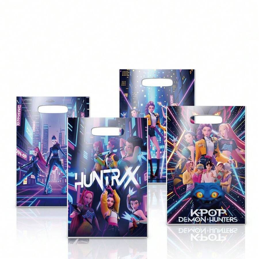DOBBLE 50个K-POP恶魔猎人主题塑料礼品袋,多角色印花手提袋,成人粉丝活动赠品套装 - 彩色 - 查看 1