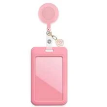 1pc Retractable Badge Reel With Sliding Card Holder And Rose Badge Decor, Sturdy Plastic Material Suitable For Bus Pass, Credit Card And ID, Gift For Doctors, Nurses, Teachers And Office Workers - Multicolor - View 4