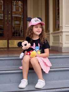 Disney 2pcs/Set Young Girl' Summer Outfit, Short Sleeve T-Shirt & Ruffled Skirt - Black - View 5