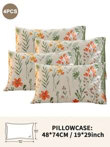 1pc/2pcs/4pcs Polyester Flowers And Plants Floral Plant Print Pillow Cover Set (Pillow Inner Not Included), Soft & Comfortable, Suitable For All Seasons,Perfect For Home Dorm Apartment Guest Room Vacation Rental & Gift-Giving - Multicolor - View 48