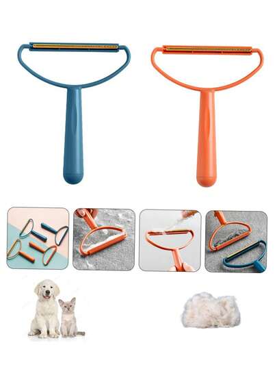 1pc/2pcs Double-Sided Pet Hair Removal Brush, Pet Hair Cleaning Brush, Effortless Pet Hair Remover - Portable Hair Remover Professional Version, Carpet Lint Remover, Powerful Hair Remover Suitable For Carpets, Car Mats, Blankets, Clothes, Furniture, Fast And Deep Cleaning Solution, Easy To Remove Dog And Cat Hair, Creating A Tangle Free Lifestyle, Ideal Choice For Pet Owning Families