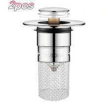 2pcs Stainless Steel Pop-Up Bathroom Sink Drain Assembly With Filter Mesh Anti-Clogging Anti-Odor, Universal Push-Down Drain Plug (Random Style, Please Note That Welding May Cause Inconsistent Color At Connection Points Before Ordering) - A - View 7