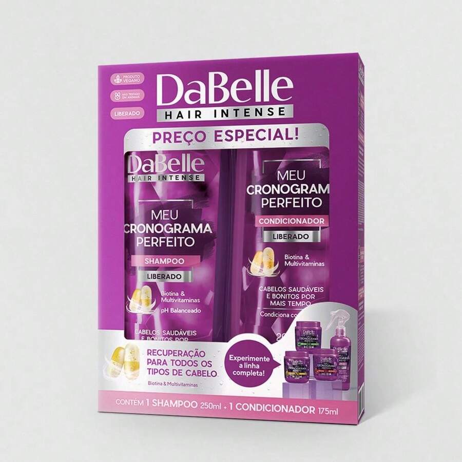 Kit Shampoo e Condicionador Meu Cronograma Perfeito Dabelle Hair - Shampoo + Condicionador - Visão 1