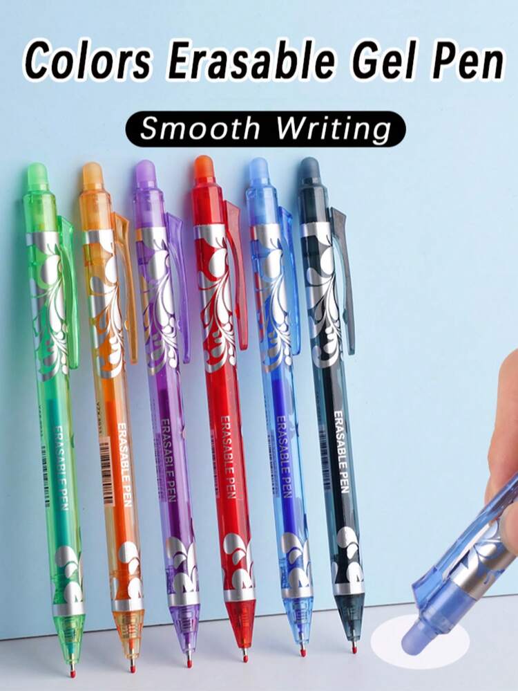 Color Magic Erasable Pens, Press Neutral Pen Set, 6-Color Pen Core, Washable Handle, Office Supplies, Stationery, Back To School - Multicolor - View 3
