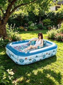 1PC150cm/59in Large Inflatable Swimming Pool And 2PCS Heavy Duty Inflatable Pool Floats Adult,Suitable For Summer Pool Parties - 150cm/59in inflatable swimming pool + pool lounge chair - View 1