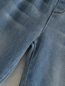 2pcs/Set Baby Boys' Loose Wide Leg Jeans, Casual Denim Pants, Baby Outfit - Blue - View 7