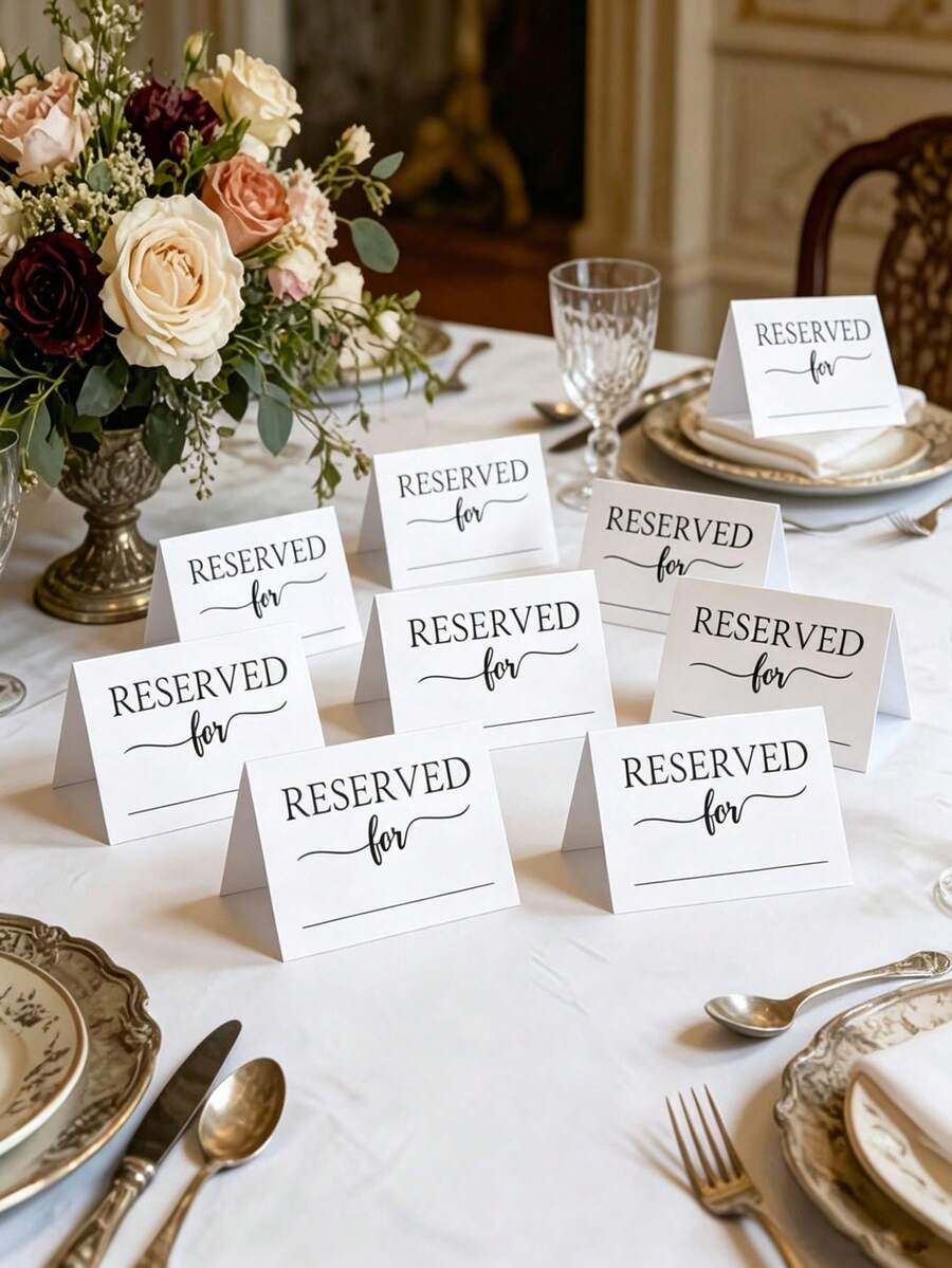 50/20/1pc White Reserved Seat Cards, Minimalist Style, Suitable For Weddings, Receptions, Restaurants And Various Parties, Also Excellent Base Cards For DIY Decor - One Size Fits All - View 1