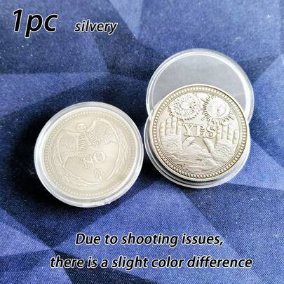 1pc Decision-Making Lucky Coin - Printed With "Yes" And "No" On The Front And Back Respectively, Made Of Antique Silver-Gray Metal Material With Floral Pattern Decoration. This Is A Collectible Souvenir Item And Also A Perfect Gift.