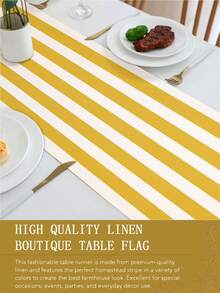 1 pieza, Estilo bohemio, Camino de mesa a rayas minimalista, Cubierta protectora para microondas, Cubierta protectora, Mantel rectangular, Lavable, Adecuado para cena en casa, Mesa de café, Decoración de cocina y comedor, Decoración de mesa de comedor para fiestas y escenas, Decoración del hogar, Decoración de camino de mesa para patio exterior, Decoración de entrada, Tela para chimenea - Amarillo - Ver 8