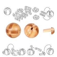 Niños adultos Ming Luban Lock 3D hecho a mano rompecabezas de matemáticas de bambú rompecabezas educativo dedo juguete cumpleaños regalo de Navidad - Bloqueo en T-HH066C - Ver 6