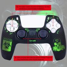 Bộ 4 món ốp bảo vệ tay cầm chơi game, bao gồm 1 ốp bảo vệ tay cầm PlayStation 5 màu vàng, 1 miếng dán, 1 cặp nắp bảo vệ cần điều khiển. - màu xanh lá - Xem 2