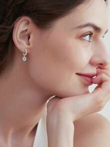 ConiiW 1 Pair 925 Sterling Silver 0.5ct/1ct Moissanite Earrings, Fashion Classic Minimalist Style - Silver - View 5