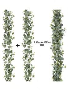 OBOVAY 1/3 Pack White Eucalyptus & Baby's Breath Artificial Green Vines, Silver Dollar Eucalyptus Leaves Suitable For Christmas Home Wall Wedding Centerpiece Decor, Shower Decor, Indoor Outdoor, Spring Summer Gift - Green - View 6