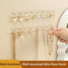 1pc/2pcs Minimalist Style Mirror Cabinet Hanging Necklace Organizer Rack, Ring Bracelet Tangle-Free Wall Mount Earring Display Stand - Clear - View 3