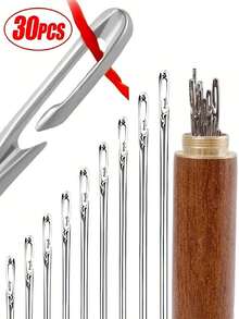 Set 30 buah Alat Bantu Memasukkan Benang untuk Lansia, Termasuk Alat Bantu Memasukkan Benang ke Jarum Jahit, Alat Penyisip Jarum Jahit, Alat Bantu Memasukkan Benang ke Jarum Sulam, Kotak Jarum Kayu Rosewood, Kotak Jarum Kayu, dan Alat Bantu Memasukkan Benang ke Jarum Jahit untuk Rumah/Industri. Memasukkan Benang Otomatis: Memasukkan Benang dengan Mudah untuk Semua Orang - Dirancang untuk Lansia atau Penyandang Tuna Netra yang Membutuhkan Perlengkapan Jahit dan Merajut. Hadiah Hari Valentine, Kotak Penyimpanan, Wadah Penyimpanan. Memasukkan Benang dengan Mudah untuk Jarum Jahit Lubang Samping - C-coklat - View 3