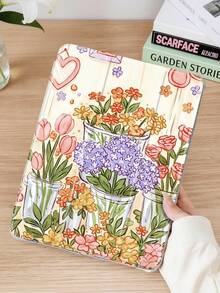 1 件装花卉插画彩绘平板电脑保护套，兼容 iPad Mini 4/Mini 5/Mini 6/Mini 7/Air/Air 2/9.7/10.2/10.5/Air 4/Air 5/10.9/Pro 11 英寸/第十代/Air 11 英寸 (M2)-2024/Pro 11 英寸 (M4)-2024/Air 11 英寸 (M3) 2025/(A16) 11 英寸第十一代 2025/Air 8 (M4) 2026 (11 英寸)，Galaxy Tab A8 10.5 英寸 2022。功能：内置笔槽、三折支架、TPU 软边保护、磁吸式睡眠/唤醒、精美/创意/趣味/个性化/可爱设计。 - 彩色 - 查看 2
