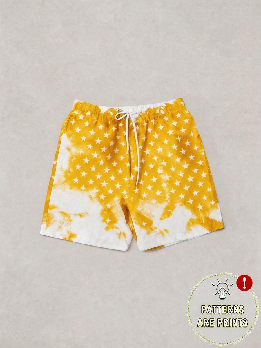 Men's Statement Print Shorts Fashion Designer Patterned Casual Daily Wear Shorts - 黃色 - 查看 1