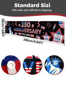 250周年纪念横幅，1776-2026爱国主题庭院横幅，7月4日独立日装饰，大型户外横幅，印有自由女神像和美国国旗，爱国主题派对装饰，适用于户外、室内、庭院、花园、门廊、栅栏、露台 - 定-日自由女神橫幅 - 查看 2