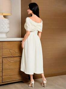 Women Long Dresses - Apricot - View 6