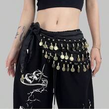 1 chiếc khăn quấn hông đính sequin kiểu đường phố mới, dây đeo eo hình đồng xu cho múa bụng, phụ kiện múa kiểu Trung Quốc. - Nhiều màu - Xem 1