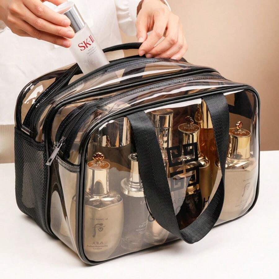 Túi đựng đồ trang điểm PVC hai lớp dày dặn trong suốt, có ngăn khô ướt, túi bơi chống thấm nước, túi tập thể dục, túi đựng đồ vệ sinh cá nhân dung tích lớn - Nhiều màu - Xem 1
