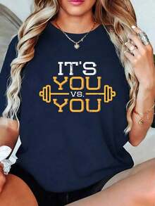 Camiseta de manga corta 100% algodón "Its Vs You" para entrenamiento en gimnasio, motivación fitness para hombres y mujeres. Algodón cómodo 100% algodón. - Albaricoque - Ver 11