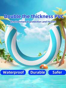 1pc PVC Inflatable Semi-Circle U-Shaped Candy Swimming Pool Float, Thick PVC Striped Arched Inflatable Pool Floats, Pool Inflatable, Beach Essentials, Pool Float - Multicolor - View 5