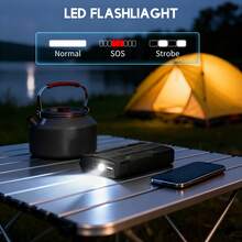 Portable 800A Peak Car Jump Starter, 12V Emergency Battery Booster W/ 6400mAh Power Bank Function, LED Flashlight/Strobe/SOS Light, USB & Type-C Charging Ports, Intelligent Protection Against Reverse Polarity/Short Circuit, Anti-Misoperation - Standard Wire Clip - Black - View 4
