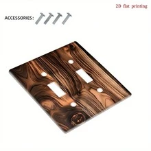 1pc [2D Printed] Wood Grain Texture Art View Wall Plate, Home Switch Socket Cover, No Wiring Required, Easy To Clean - Multicolor - View 9