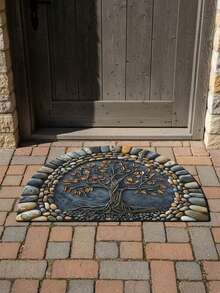 1pc Life Tree Pattern Welcome Mat - Washable, Non-Slip, Silicone Backed, Suitable For Porch/Living Room/Bedroom/Bathroom/Office And Outdoor Decor - Tree Of Life - View 1