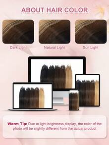 8D Micro-Link Human Hair Extensions, 12-22 Inches Length, 28g/Pack, Multi-Color Straight Hair, Suitable For Women, Invisible Beads Easy To Install, Suitable For Weddings And Parties - Multicolor - View 11