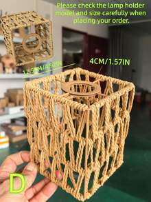 1pc Bohemian Style Rattan Pendant Light Shade, Vintage Ceiling Hanging Woven Round Rattan Lamp Shade, Suitable For Living Room, Kitchen, Island, Cafe Decor - Semicircle - View 15