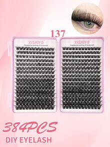 384pcs C-Curl Mixed Length 8-16mm Fluffy & Lightweight Natural Eyelash Extension Kit, Reusable Eyelash Clusters, D-Durl Individual False Eyelashes - View 11