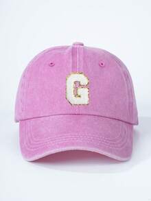 1pc Children English 26 Letters Adjustable Baseball Cap, Outdoor Sunscreen Casual Hat Suitable For Boys Girls Spring Autumn Travel Beach Vacation - Pink - View 29