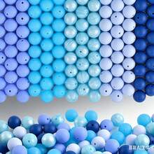 150Pcs Silicone Beads For Keychain Making Kit 15mm 30 Colors Loose Round Rubber Silicone Focal Beads For Pens, Necklace Bracelet Making Kit, Jewelry, Art, Crafts, DIY - Màu xanh dương - 150 chiếc - Xem 1