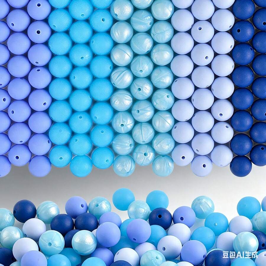 150Pcs Silicone Beads For Keychain Making Kit 15mm 30 Colors Loose Round Rubber Silicone Focal Beads For Pens, Necklace Bracelet Making Kit, Jewelry, Art, Crafts, DIY - Màu xanh dương - 150 chiếc - Xem 1