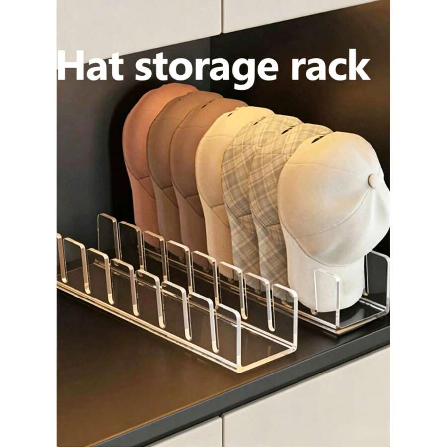 1 pieza Soporte acrílico para gorra de béisbol - No se requiere instalación, estantería de almacenamiento de moda, puede sostener hasta 7 gorras, ideal para dormitorio, armario, tocador, oficina, adecuado para fiesta de revelación de género, cumpleaños, boda, celebración festiva, también un regalo pensativo para amigos y colegas, esencial para volver a la escuela - Multicolor - Ver 1