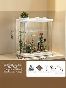 1 pieza Acuario (solo el tanque de peces, sin decoraciones incluidas) Tanque de peces de escritorio transparente para el hogar/oficina - Multicolor - Ver 12