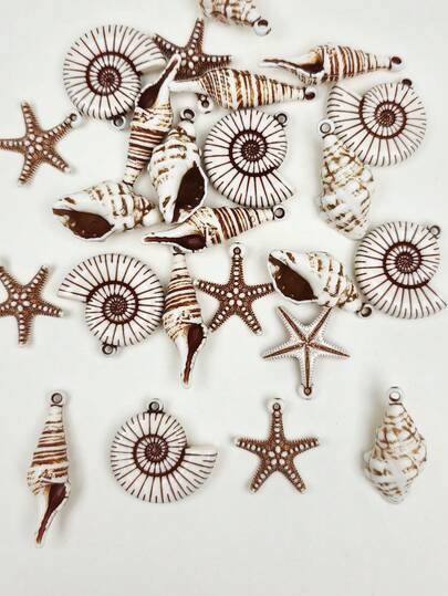 6pcs Bohemian Beach Holiday Style Acrylic Shell & Conch Pendant, Artificial Vintage Seashell Pendant For DIY Jewelry Making And Decoration, Suitable For Necklace, Earrings, Anklet, Phone Chain, Bag Charm