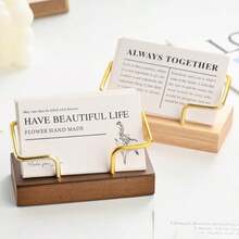 Minimalist Wooden & Metal Business Card Holder, Practical And Aesthetic, Ideal For Office Desk And Gift Giving - Single Piece - View 4