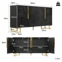 The Black Sideboard (152 X 40 X 75 Cm) Features A Unique Geometric Design And Golden Claw And Shape For Elegant Designs. - Black - View 5